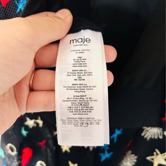 Maje Rachel Black Mesh Mini Dress - Embroidered Hearts & Lipsticks, Size S small - Picture 10 of 10